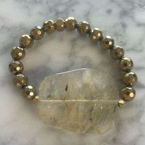 Gold rutile quartz & hematite bracelet